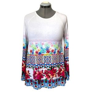 Desigual floral knit bell sleeve tunic top M